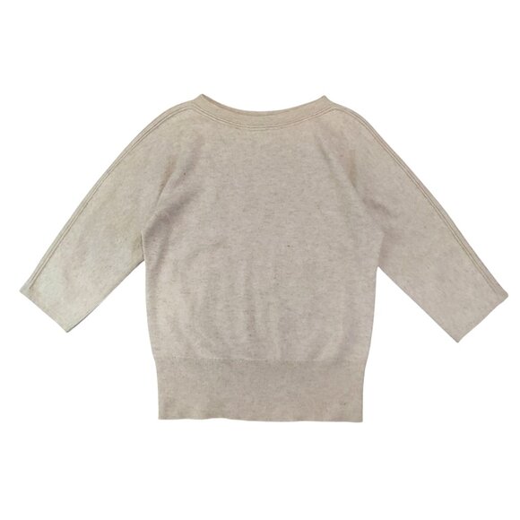 Talbots 100% Cashmere Tan 3/4 Sleeve Neutral Basic Wide Neck Sweater - Small - Picture 7 of 7